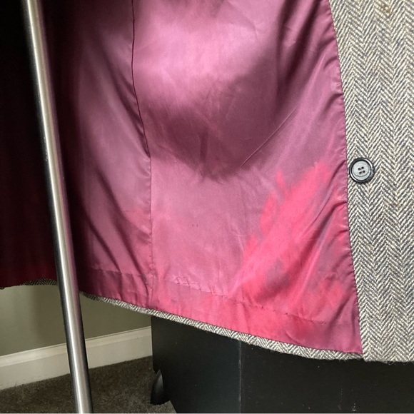 J.G. Hook | Vintage Wool Double Breasted Herringbone Trench Duster Coat - Picture 11 of 14